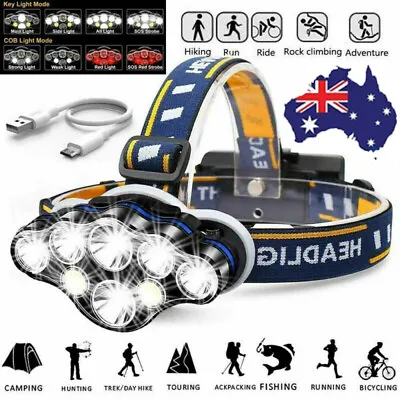 650000LM 8X T6 LED Headlamp Rechargeable Headlight Flashlight Head Torch • $24.48