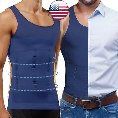 Mens Body Shaper Belly Chest Compression Slimming Shirt Tank Top Abs Girdle Vest • $4.79