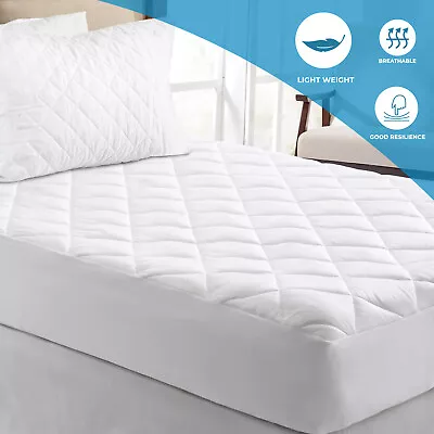£9.99 • Buy Mattress Protector Fitted Sheet Deep Cover Water Resistant Quilted Elastic Pad