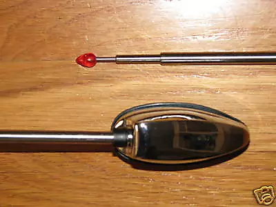 VW AM FM Red Tip Radio Antenna Single Side Mount W/ Chrome Base Beetle Bus Bug • $49.95