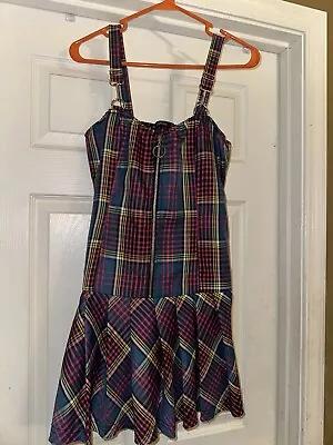 Ladies Plaid Hesperus Corset Dress With Pleated Skirt XL • £20.09