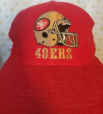San Francisco 49ers Vintage  Corduroy Red Snapback Hat -  Ted Fletcher • $30.20