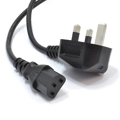 Power Cord UK Plug To IEC Cable (PC Mains Kettle Lead) Fused C13 1m/1.5/1.8/2m • £2.99