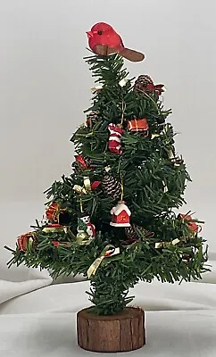Tabletop Miniature Christmas Tree Decorated With Toys Ornaments Bird • $19.99