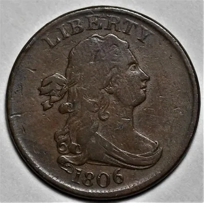 1806 Draped Bust Half Cent - Altered/Graffiti - US 1/2c Copper Penny Coin - L44 • $121.99