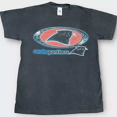 Vintage 90s NFL Carolina Panthers T Shirt Size M Black Football Pro CMC Young • $17