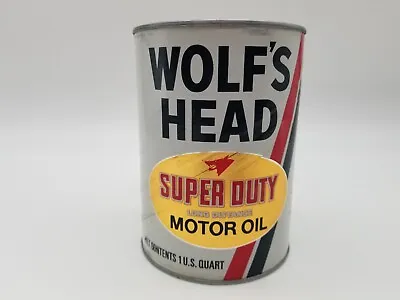 $14.99 • Buy Vintage Wolf's  Head Super Duty Motor Oil Can (Full) One Quart SAE 10W-40 - NOS