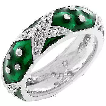 Marbled Forest Green CZ X Enamel Eternity Stack Ring Band Size 5-10 • $15.62