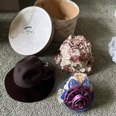 Lot Of 3 Vintage Womens Sunday Hats With Box 1900-1960s 20s 30s 40s 50s 60s Read • $49.99