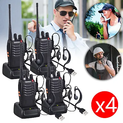 UK 4PACK Baofeng Walkie Talkie 2Way BF-888S Radio Long Range 16CH UHF 400-470MHZ • £51.99