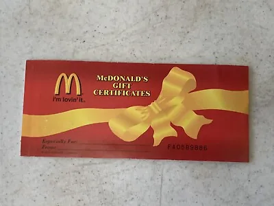 McDonalds Booklet Of 5 Paper Gift Certificate 2003 Coupon • $12