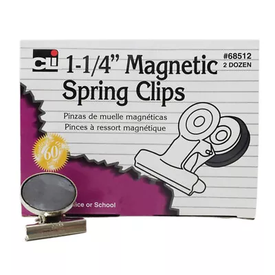 Charles Leonard Magnetic Spring Clips 1-1/4  Box Of 24 CHL68512 UPC 0264876... • $21.99