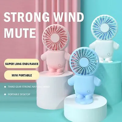 Portable Mini Hand-Held Small 3 Speed Cooler Cooling USB Rechargeable Desk Fan • £2.99