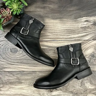 NEW Mark Nason Eastwood Moto Biker Ankle Boots Bootie Black Leather 8B • $94.99