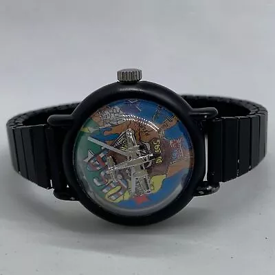 Vintage Quintel Bubble 30mm Womens Watch Rotating Plane Fly Over USA Map  Works • $55