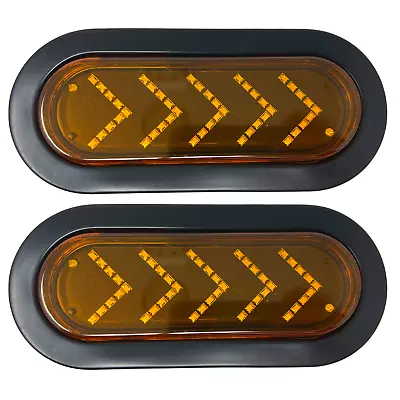 6  Inch Oval Amber Sequential Arrow Mid Turn Light 45 LED Trailer W/Grommet Qty2 • $37.50