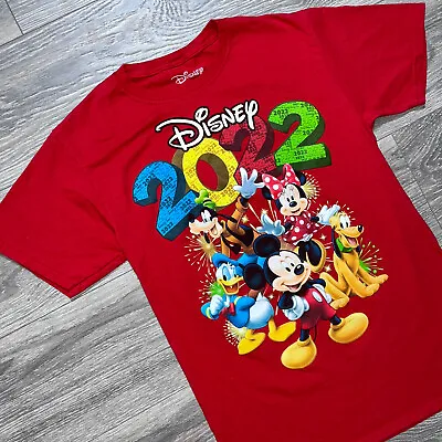 $15 • Buy Disney Family Vacation 2022 Mens Womens Adult Small Red T Shirt Crew Neck Tee