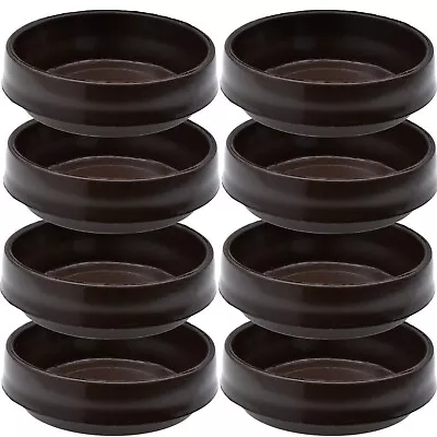£4.98 • Buy 8x LARGE BROWN CASTOR CUPS Carpet/Floor Protectors Chair Sofa Furniture Feet Leg