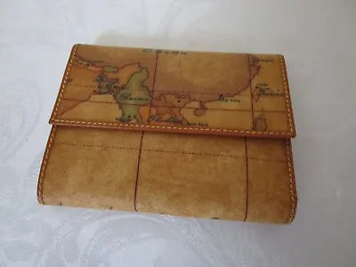 Alviero Martini 1A Classe Multicolor Leather Trifold Wallet World Map XLNT Auth • $80