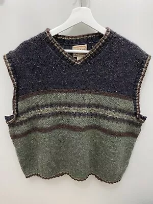 Vintage Woolrich Sweater Mens XL Grey Green Wool Vest Boxy 90s Made In USA • $25