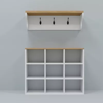 4 In 1 Coat Rack Set Hall Tree And Bench And Shoe Cabinet With Storage • $142.39