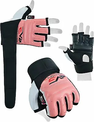 EVO Ladies Pink REX Leather GEL Gloves MMA Boxing Punch Bag Martial Arts Karate • £11.61