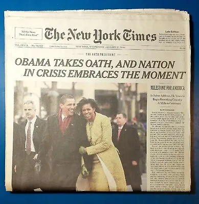 New York Times Newspaper 'Inauguration Of Obama' Jan 2009 Complete • $17