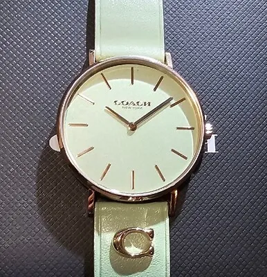 Coach Perry Watch With 36mm Mint Green Face & Mint Green Leather Band • $115