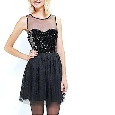 £37.20 • Buy Pins & Needles Party Dress 0 XXS Urban Outfitters Sequin Bodice Mesh Layer Skirt
