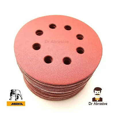 125mm Sanding Discs MIRKA 5 Inch Pad 8 Hole Orbital Sandpaper Hook And Loop VAT • £3.99