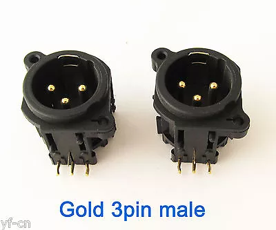 1pc Microphone XLR 3pin Male Gold Pins Panel Mount Chassis PCB Socket Connector • £1.89