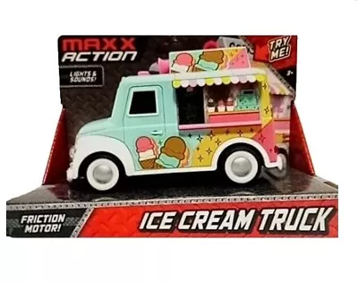 Maxx Action  ICE CREAM Food Trucks  Friction Motor Rubber Tires Lights And Sound • $21.99