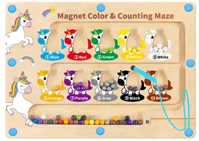 Magnetic Color & Number Maze Unicorn Gifts For Girls Montessori Toys Kids HONGID • $18.99