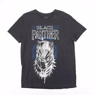 MARVEL Mens Black Panther Black Classic Short Sleeve T-Shirt L • £7.99