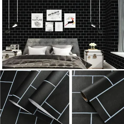 Black Brick Wallpaper Peel And Stick Self Adhesive Contact Paper Waterproof  • $13.96