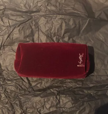 $19.99 • Buy Yves Saint Laurent YSL Beauty Pouch Cosmetic Bag Red Velvet Pouch Clutch Genuine