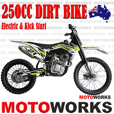 Motoworks 250CC Bigfoot DIRT TRAIL PIT MOTOR 2 WHEELS PRO BIKE Electric Start Gn • $5299