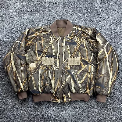 Vintage Columbia Reversible Camo Puffer Bomber Duck Hunting Marsh Jacket Large • $49.95