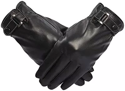  Men's Touchscreen Texting Leather Gloves Winter Warm Black Soft Gloves  • $12.13