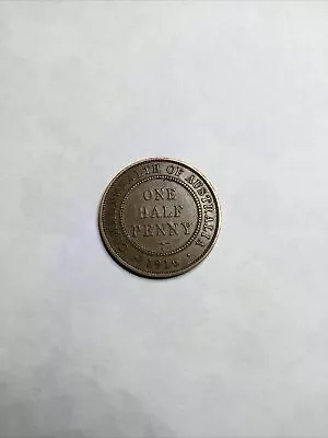 1916 Australian Half Penny. 6 Pearls And Diamond. G/VF (A) • $25