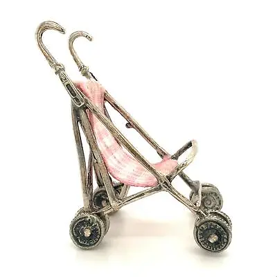 Vintage Sterling Signed Made In Italy Baby Stroller Carriage Figure Miniature • $75.87