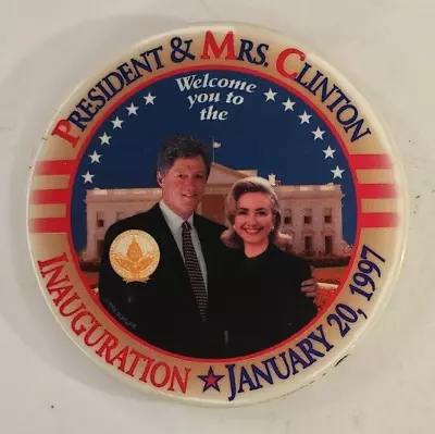 Vintage President And Mrs Clinton Inauguration January 20 1997 Pinback Button • $9.99