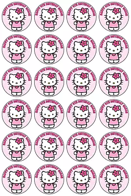 24 X HELLO KITTY Edible Cupcake Toppers Wafer Paper PERSONALISED CAT KIDS CAKE • $10.95