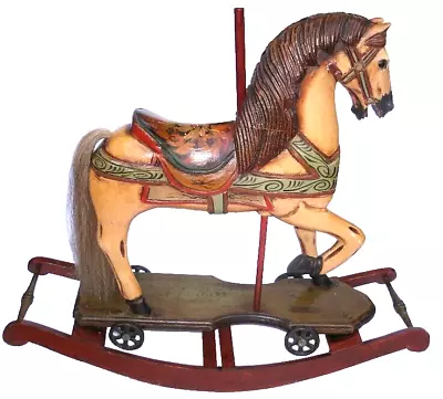 Vintage Wood Carved Carousel Rocking Horse • $450