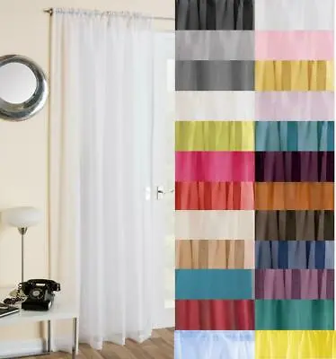 Plain Voile Curtain Panel Rod Pocket Net Slot Top FREE 1ST CLASS POST 32 COLOURS • £6.44