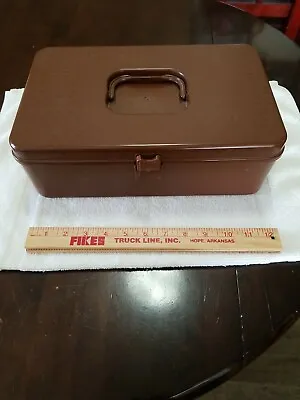 Vintage Wilson Wil-Hold Sewing Box With Thread Holder Brown White Tray EUC • $14.95