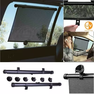 2x Car Window Roller Blinds Sun Shade Visor Baby Interior UV Protection Mesh UK • £8.89