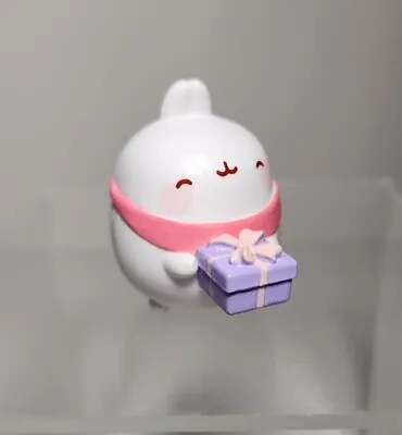 Molang Figure Holding A  Present Gift Box Jazwares 2017 Pink Purple Rabbit Cat • $11