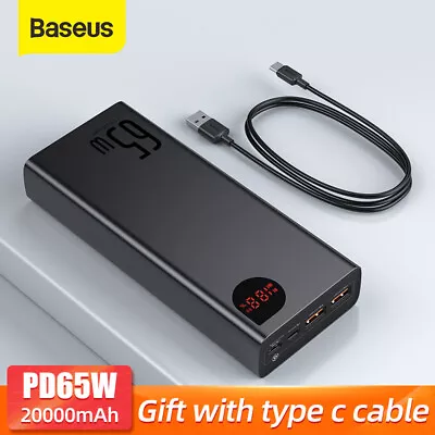 $45.99 • Buy Baseus 65W Dual USB Portable Battery Charger Quick Charging External Power Bank