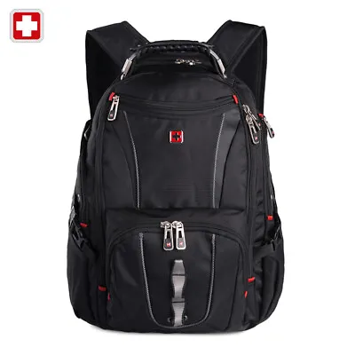 Swiss 17  Waterproof Laptop Backpack Travel School Shoulder Bags SW8114 Black • $158